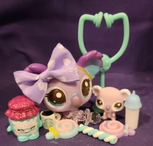Authentique Littlest animalerie LPS #2501 #2502 maman bébé ours violet - Photo 1/8