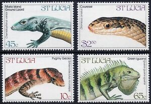 St Lucia 1984 QEII Reptiles set of 4 mint stamps  Lightly Hinged