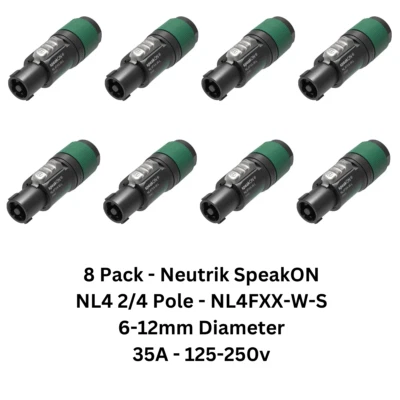 Paquete de 8 altavoces Neutrik SpeakON NL4 4 polos NL4FXX-W-L/S - conector pasivo Foto 1 de 3