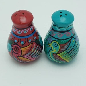 Shaker sale e pepe arte popolare messicana uccellini glitter dipinto a mano - Foto 1 di 6
