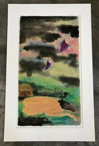 Vietnamese Original Gouache Color Painting on Rice Paper/ Modernism /Signed 1993 - Picture 1 of 9