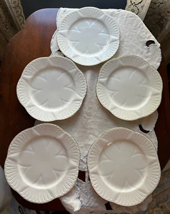 SHELLEY CHINA ENGLAND REGENCY DAINTY WHITE GOLD TRIM 7" DESSERT PLATES (5) - Picture 1 of 9