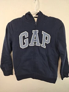 Gap Kids Medium (8) Galaxy Blue Cozy Soft Sherpa Lined FZ Logo Hoodie NWT - Picture 1 of 3