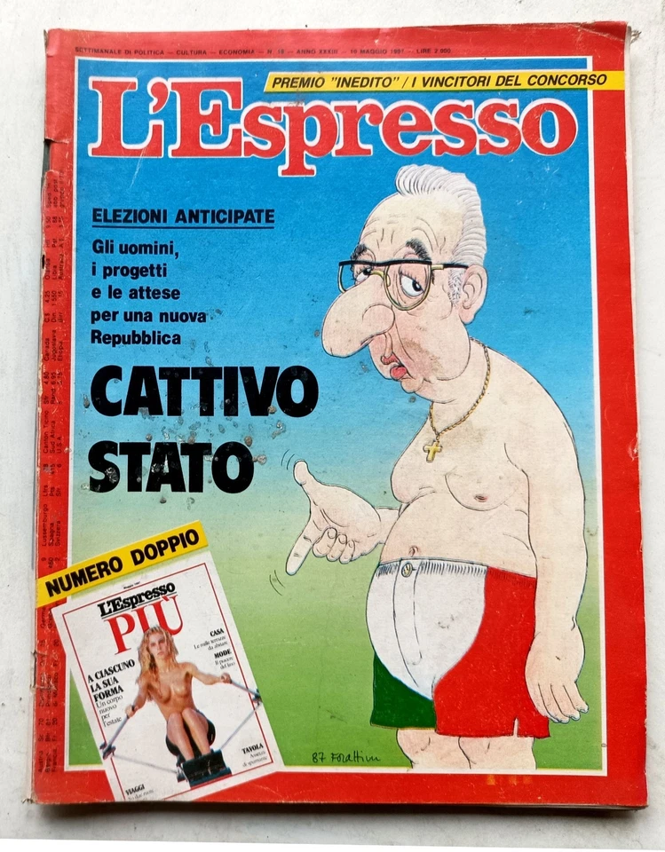 Rivista L'ESPRESSO - Cossiga Forattini cattivo stato - N.18 Maggio 1987 - Immagine 1 di 1