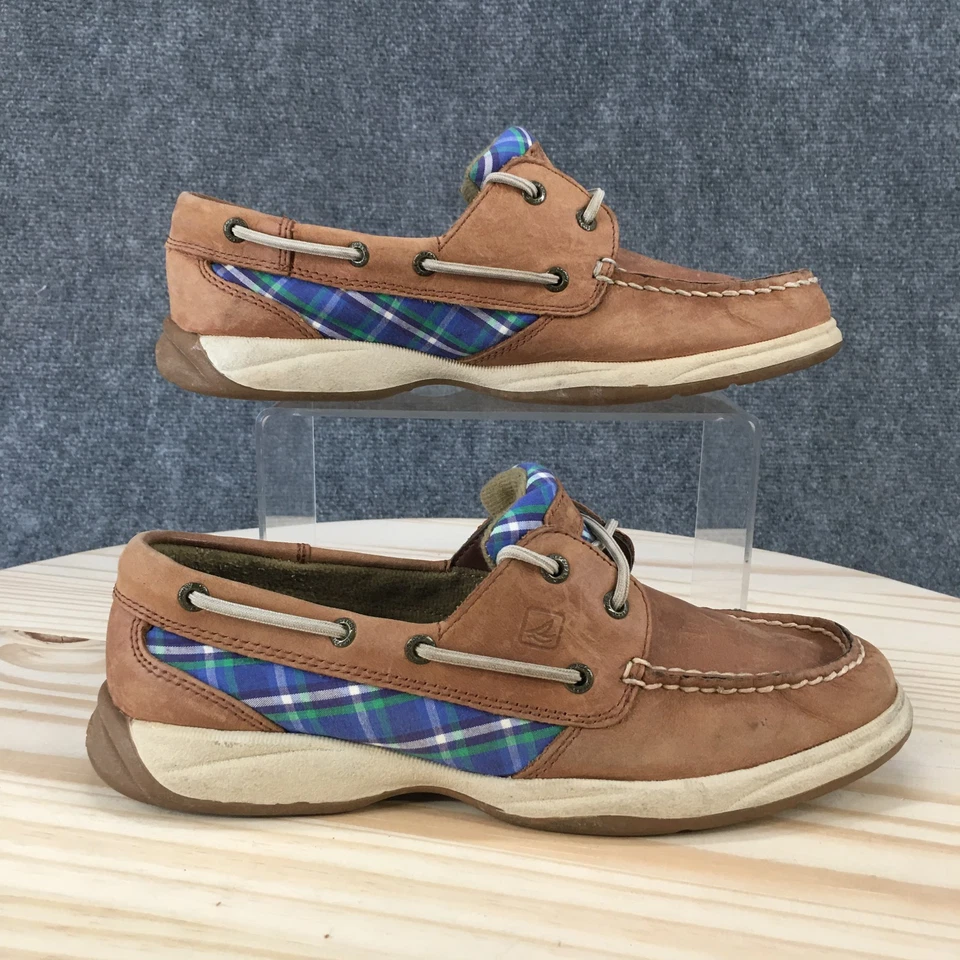 Zapatos Sperry para mujer 8M barco cuero marrón sin cordones sin usar, puntera informal con cordones cómodos Foto 1 de 4