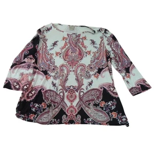 Chicos Damen Größe 3 US XL Pullover Oberteil Shirt Blumenmuster 3/4 Arm - Bild 1 von 10