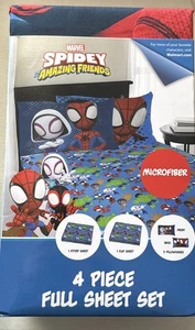 Spider-Man Spidey and His Amazing Friends 4-Piece Blue Marvel Bedding Sets, Full - Picture 1 of 8