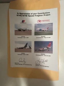 Northwest Airlines 747 Inbetriebnahme Spezialfrachter Projekt laminierte Karte - Bild 1 von 4