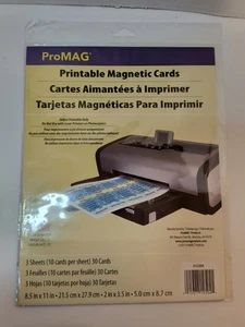 Printable Magnetic Cards, ProMAG inkjet 3 sheets, 30 cards, New In Orig Pkg. - Picture 1 of 3