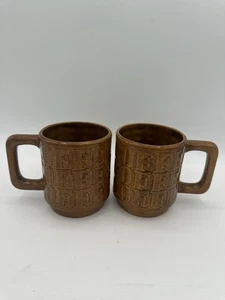 Vintage Steinzeug Erdton braun gestempelt Kaffeetassen Design Frankoma? - Bild 1 von 5