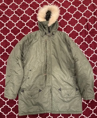 Chaqueta Parka Clima Extremo Frío Zorro Exterior Verde Tipo N 3B Capucha de Piel Para Hombres M Foto 1 de 4