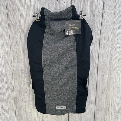 Eddie Bauer Dog Coat XL Black Gray Winter Jacket Softshell Fitted Fleece Lined - Image 1 of 4
