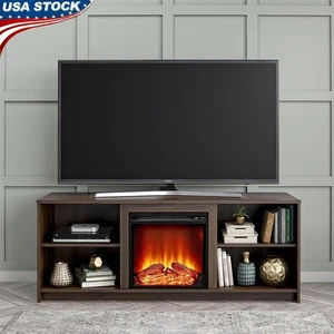 Electric Fireplace TV Stand TVs Up to 65in Adjustable Shelves Media Storage New - Picture 1 of 15