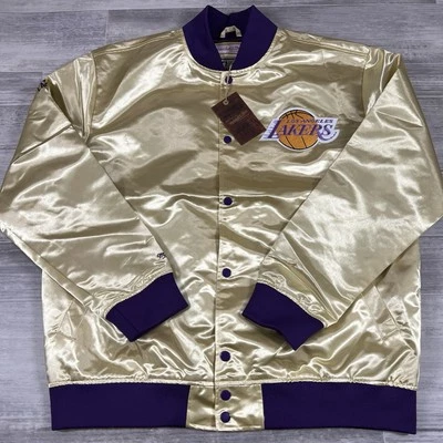 NUEVO CON ETIQUETAS Mitchell & Ness HWC Los Angeles Lakers Chaqueta Bomber Dorado Satinado Para Hombre’s XL Foto 1 de 4