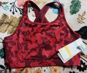 Zella Burgundy London Roisin Camo Girls Sports Bra Size Large (10-12)  - Picture 1 of 4