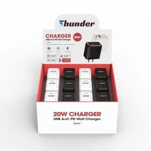 Whole Sale USB-C+USB-A HOUSE ADAPTER (20W) 24PC WHITE & BLACK /DISPLAY - Picture 1 of 3