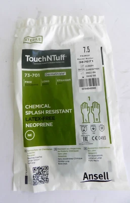 Guantes de neopreno Ansell TouchNTuff talla mediana estériles resistentes a salpicaduras químicas Foto 1 de 4