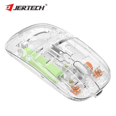 Jertech WB130 Transparent Wireless Mouse | Rechargeable Bluetooth & USB | Silent - Image 1 of 4