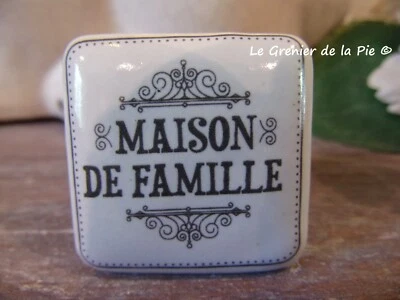 bouton de meuble carré en céramique maison de famille tiroir commode porte neuf - Photo 1/3