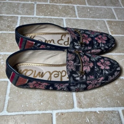 Mocasines Sam Edelman Leon Moe Puntera Bordada Estampado Floral Azul Talla 9.5USADOS EN EXCELENTE ESTADO, $120 Foto 1 de 4