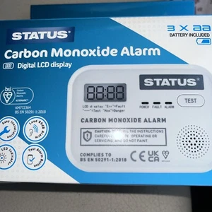 Status Carbon Monoxide Alarm With 3XAA Battery Include Digital White 10Yer Life - Picture 1 of 1
