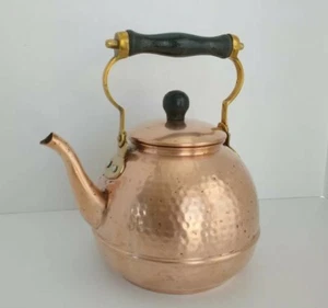 VTG~Hammered~Copper~Tea~Kettle~Pot~Dimpled~Patina~Old Dutch~India~ODI - Picture 1 of 12