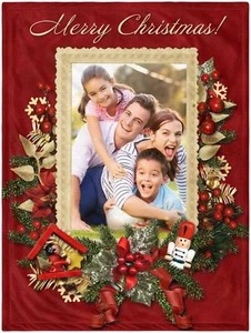 Personalized Custom Photos Fleece Blanket Customized Merry Christmas Gift - Picture 1 of 2