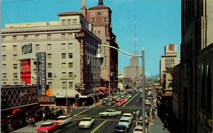 Vintage Street Scene View Postcard Central Ave Phoenix AZ Cars Bank Hotel 1950s - Picture 1 of 3