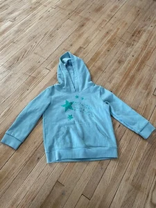 Cat & Jack 4/5 XS Girl Hooded Sweatshirt Super Soft Stars Green - Picture 1 of 4