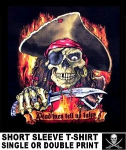 MAGLIETTA DEAD MEN TELL NO TALES PIRATA TESCHIO OSSA INCROCIATE COLTELLO CARAIBICO WS23 - Foto 1 di 12