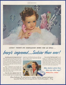 Vintage 1947 IVORY Soap Bathroom Art Décor Ephemera 1940's Print Ad - Picture 1 of 1