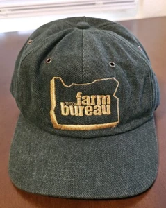 Vintage Oregon Farm Bureau Trucker Snapback Hat K Products Denim Green - Picture 1 of 8