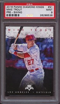2016 Panini Diamond Kings 91 Mike Trout Pre-Swing PSA 9 Mint Variation SP - Image 1 of 2