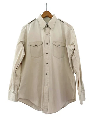 PAUL STUART сафари рубашка с длинным рукавом эполеты хлопок хаки размер L винтажный - Изображение 1 из 4
