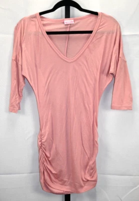 ALEACIÓN Pullover Manga 3/4 Cuello en V Camiseta Larga con Lados Reunidos Rosa Talla M Foto 1 de 3