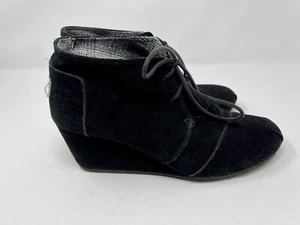 TOMS Women’s US 10 Black Suede Laceup Wedge Ankle Boots - Picture 1 of 9
