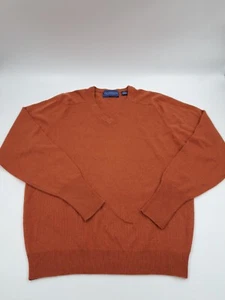 Gieves & Hawkes Men's 100% Cashmere Orange Crew Sweater Large Vintage London - Picture 1 of 13