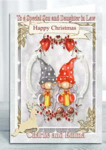 Personalised Christmas Card  Gonks any relationship and names - Picture 1 of 3