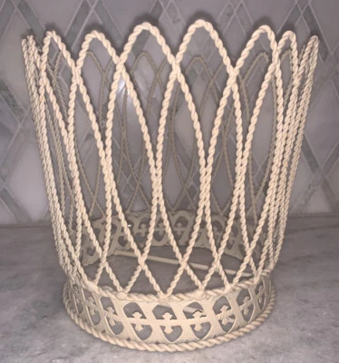 Vintage Euro French Wire Basket Planter Coronet Metal Sides 6 5/8”T 6”base 7”Top - Image 1 of 4