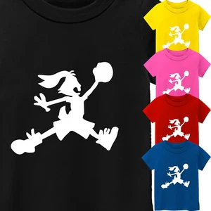 Sports Bunny Kids T-Shirt Short Sleeves Graphic Basketball USA Cool Tee New Gift - Picture 1 of 13