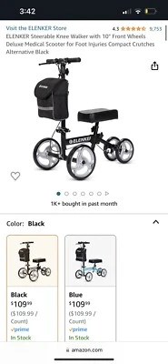 Elenker Knee Walker Steerable Medical Scooter Black - Image 1 of 4