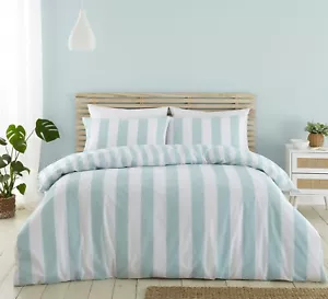 Seafoam Aqua Cove Streifen Bettbezug Doppel Luxus Wendedecke Bettwäsche Set - Bild 1 von 4
