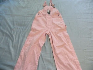 Little Girls Key 1880 Train Pink Striped Bib Overalls Sz 6 - Picture 1 of 6