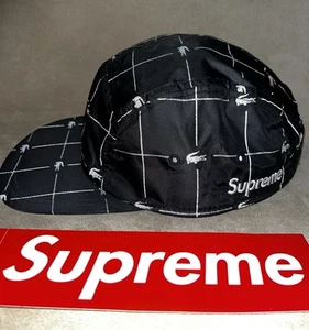 Supreme x Lacoste | Five Panel Hat | Black SS18 | Reflective | 100% Authentic ! - Picture 1 of 8