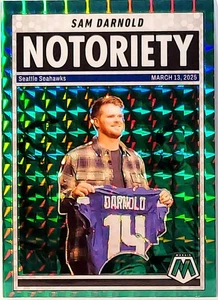 2025 Panini Mosaic Green Mosaic Notoriety Sam Darnold #9 Seahawks - Foto 1 di 2