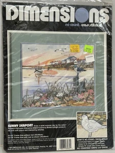 Dimensions Sunny Seaport 3932 No Count Cross Stitch Kit 14" x 12" Vintage - Picture 1 of 4
