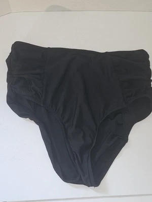 Parte inferior de bikini grande LG Beach verde aguamarina negra fruncida cintura alta para mujer Foto 1 de 4