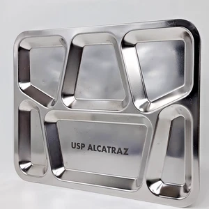 USP Alcatraz Prison Metal Food Tray Replica w/ History Back – Inmate Prisonware - Bild 1 von 5