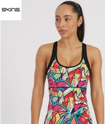 Skins Womens A200 Compression Tank Top Gym Yoga Running Multicoloured RRP £75 - Image 1 of 4