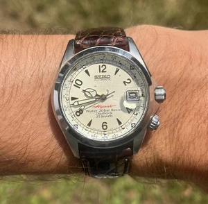 Seiko Alpinist Men's Automatic Ivory Dial Date 37mm Watch 4S15-6000 SCVF007 - Picture 1 of 21